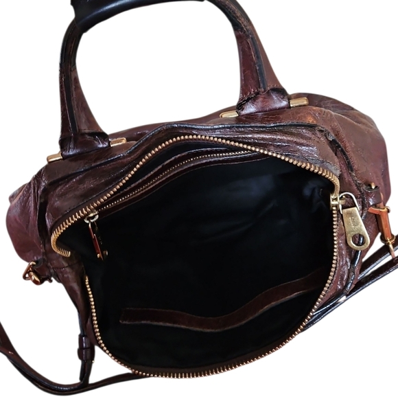Chloé LARGE Vintage Ethel Brown Leather Handbag, Gold Accents, Crossbody Strap - Picture 8 of 15